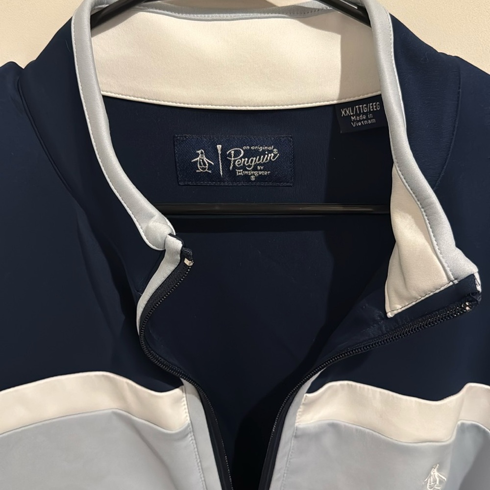 Original Penguin Navy and White Zip Pullover